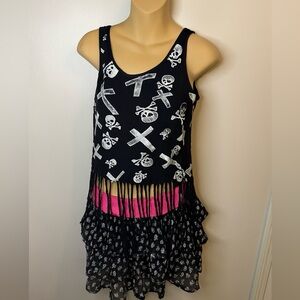 Skull Print Outfit Bundle – Juniors Small Tank Side-Zip Skirt | Punk Goth Emo